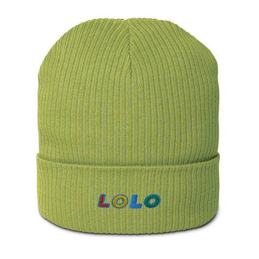 LOLO Organic Embroidered Ribbed Beanie