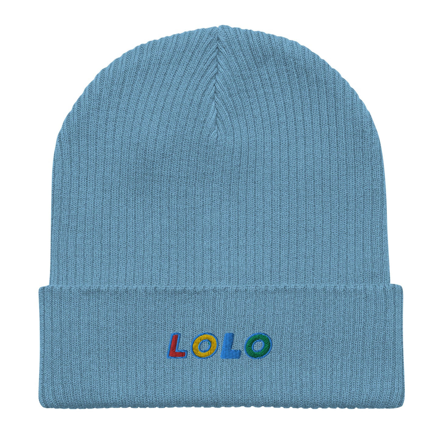 LOLO Organic Embroidered Ribbed Beanie