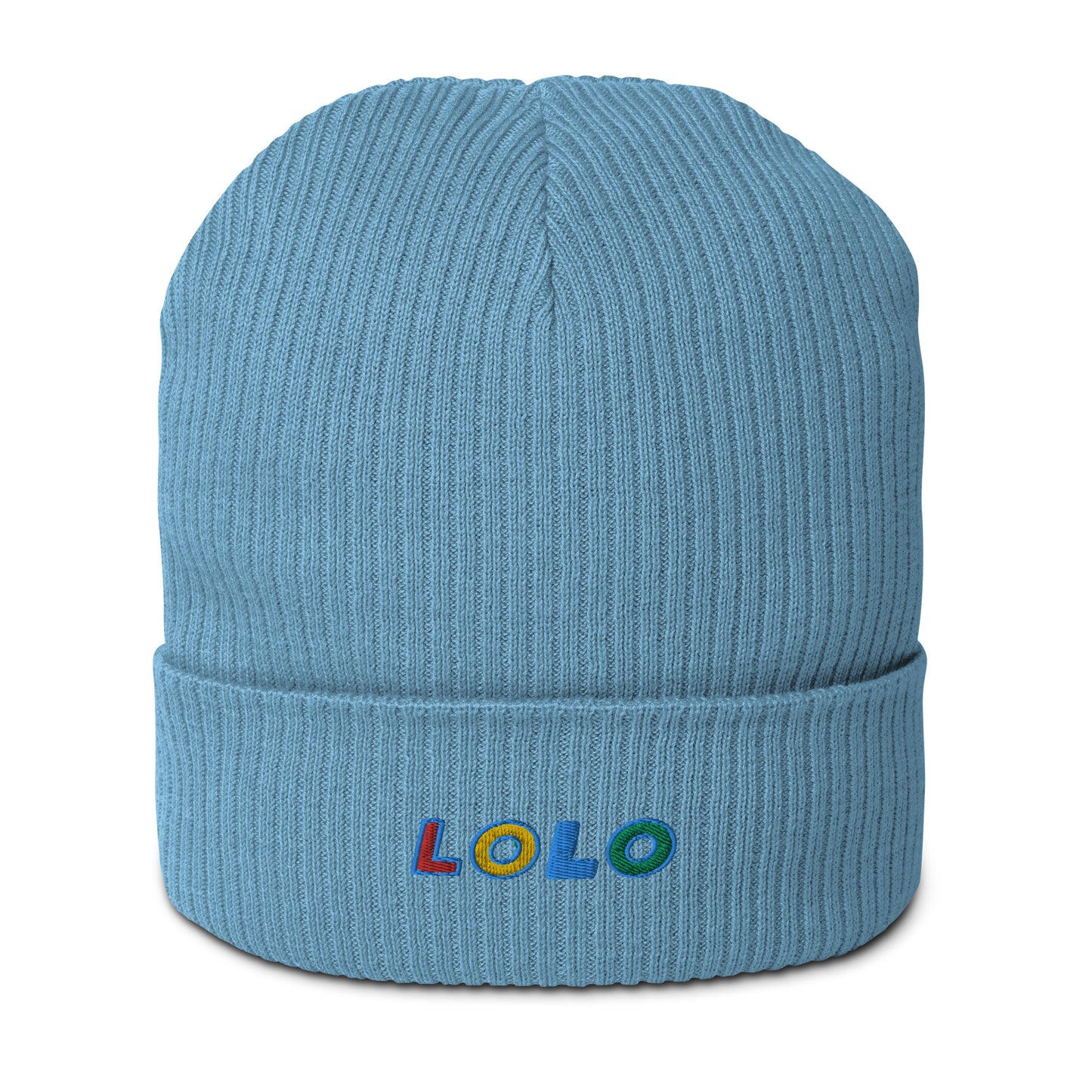 LOLO Organic Embroidered Ribbed Beanie