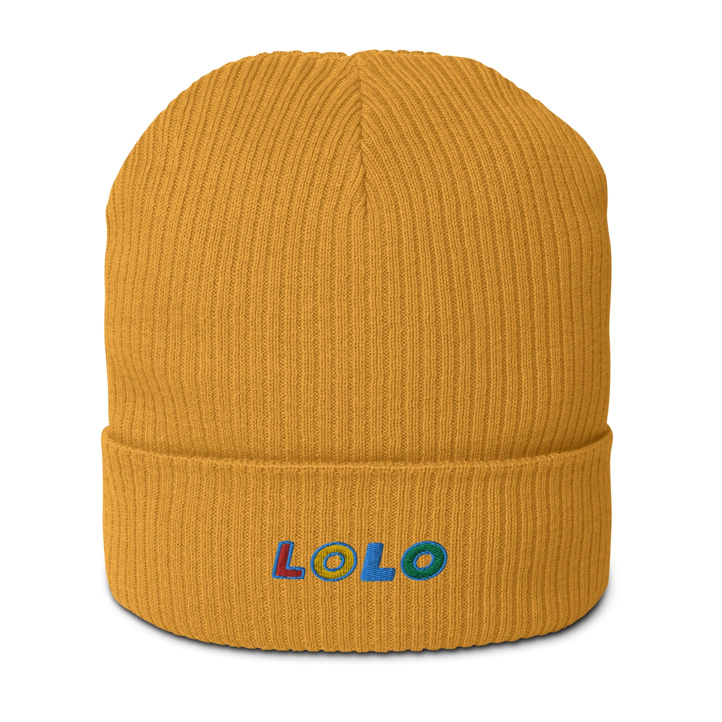 LOLO Organic Embroidered Ribbed Beanie